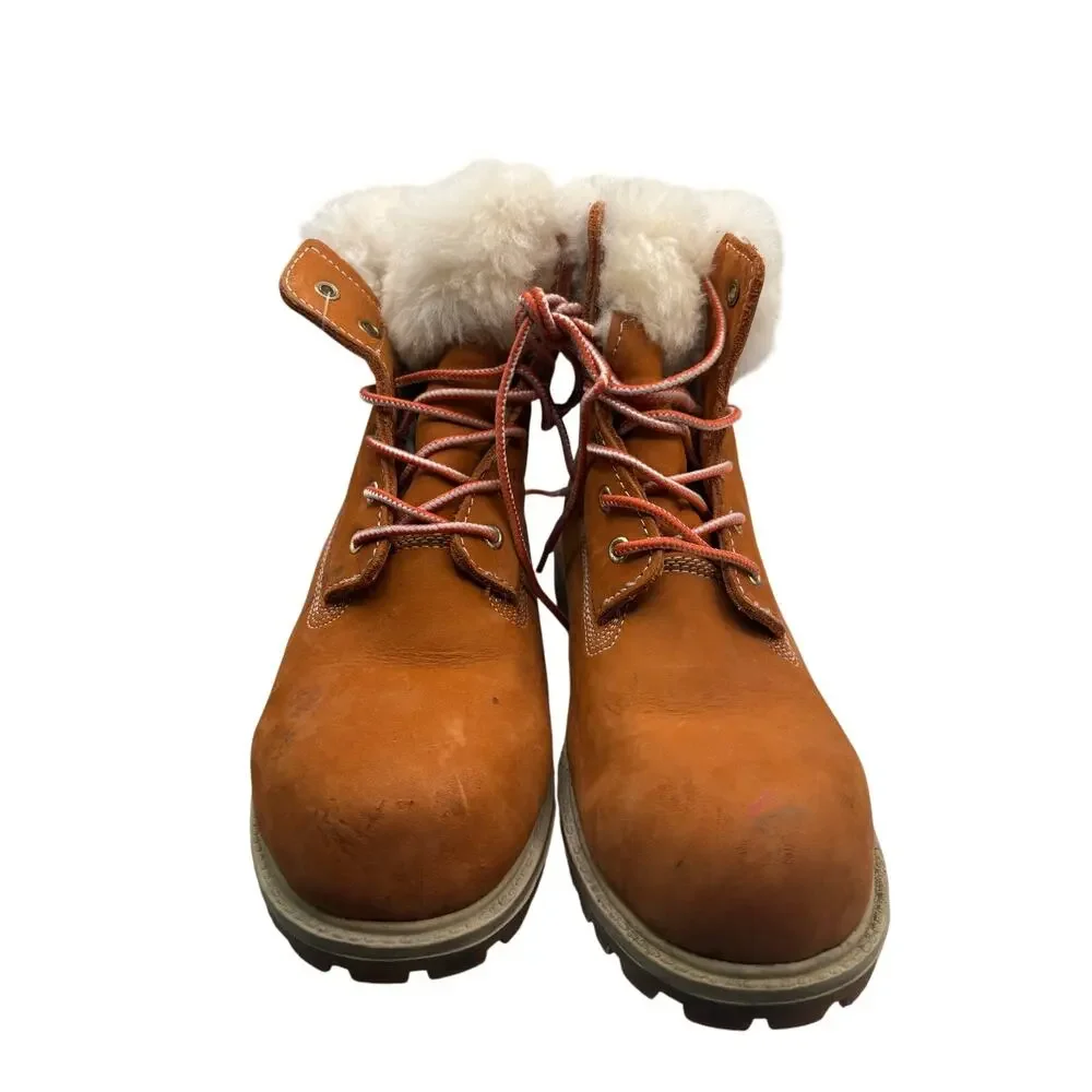 Life Outdoors Brown Leather Faux Fur Lace Up Winter Boots Women’s 7.5 Winter